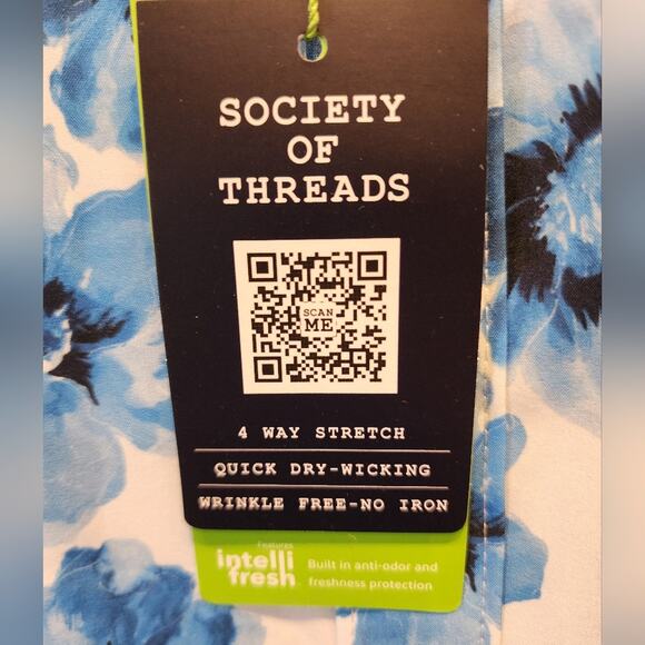 Men's New Blue Floral Shirt Button-Up Wrinkle Free Tropical Size XL - Picture 8 of 11